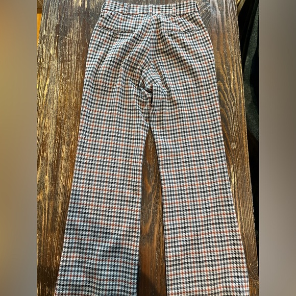 90s vintage mens pant gray/ blue/ black/ rust/ hounds tooth pattern - Picture 7 of 9